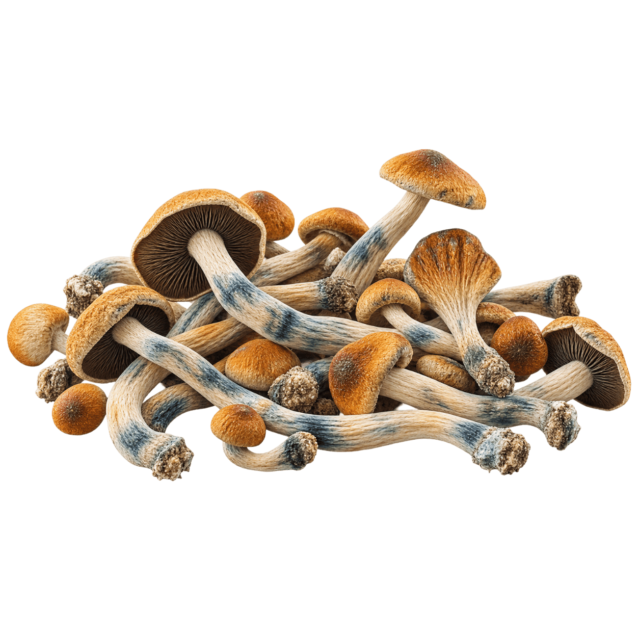 Close-up of dried Amazon strain mushrooms