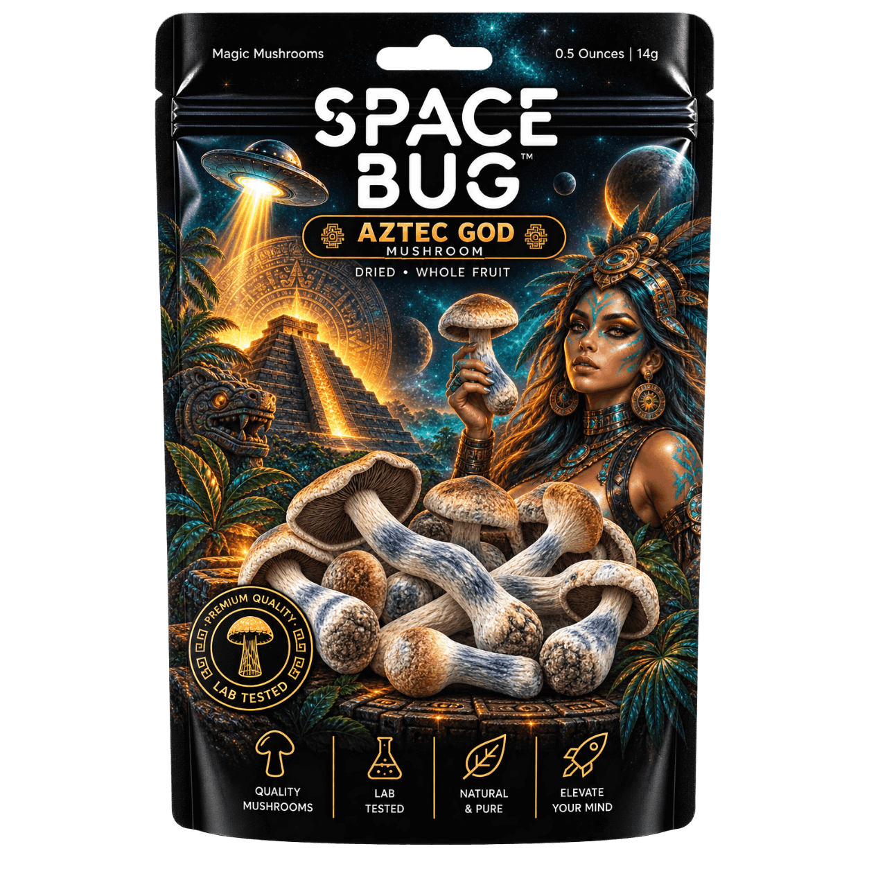 Dried Aztec God magic mushrooms whole fruit