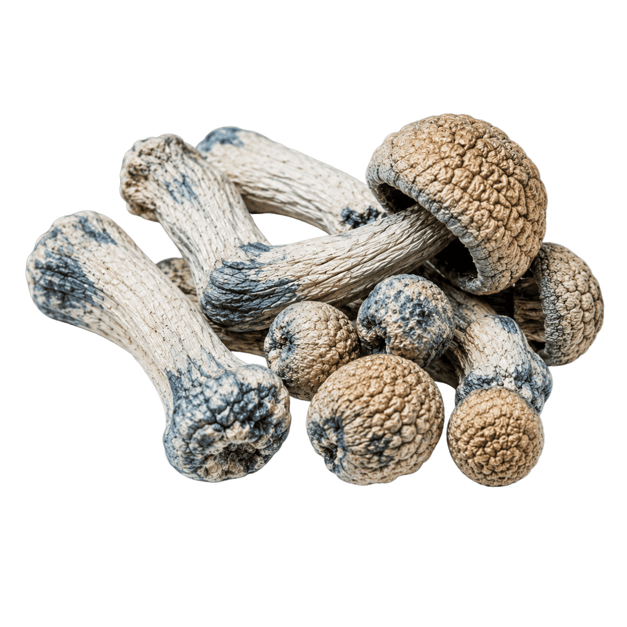 Bluey Vuitton mushroom with thick pale stems and tan caps