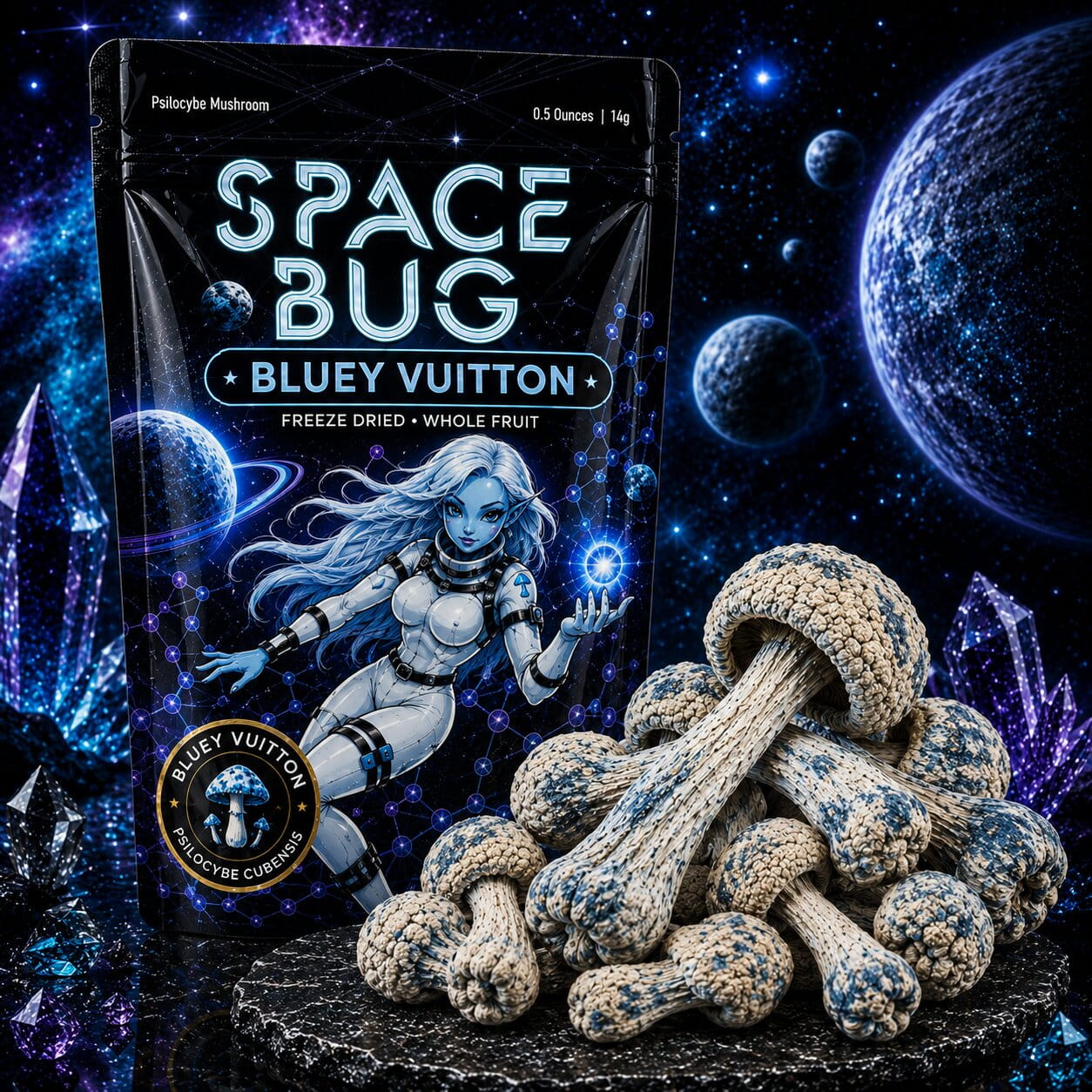 Freeze-dried Bluey Vuitton mushroom whole fruit