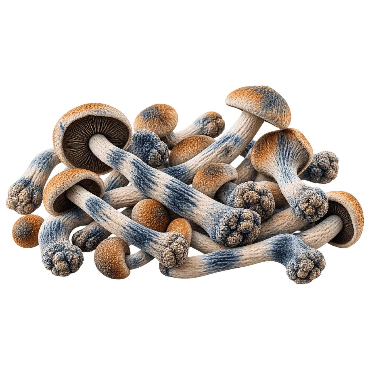 Close-up of traditionally dried Code Blue mushrooms