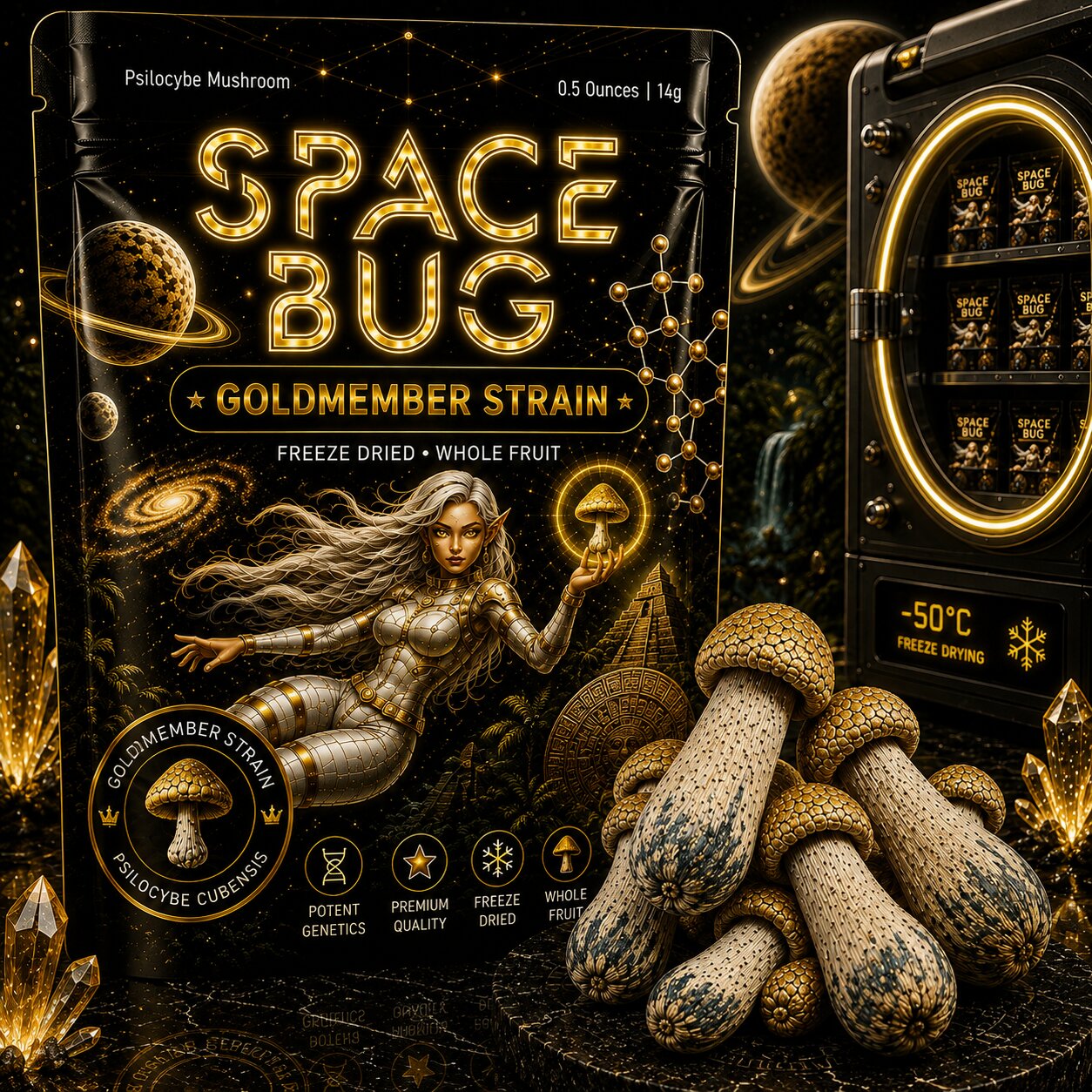 Freeze dried Gold Member mushroom
