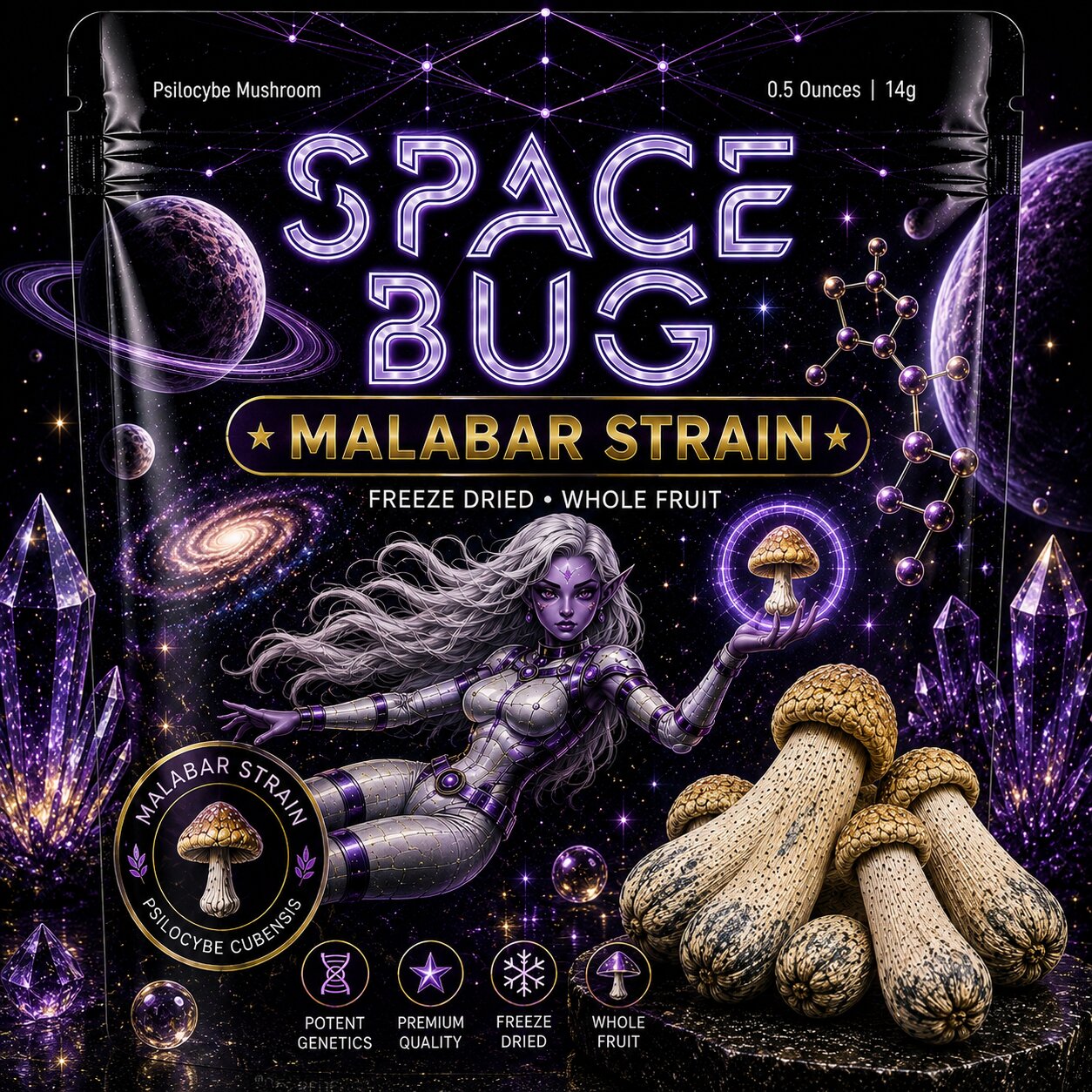 Freeze dried Malabar mushrooms whole fruit