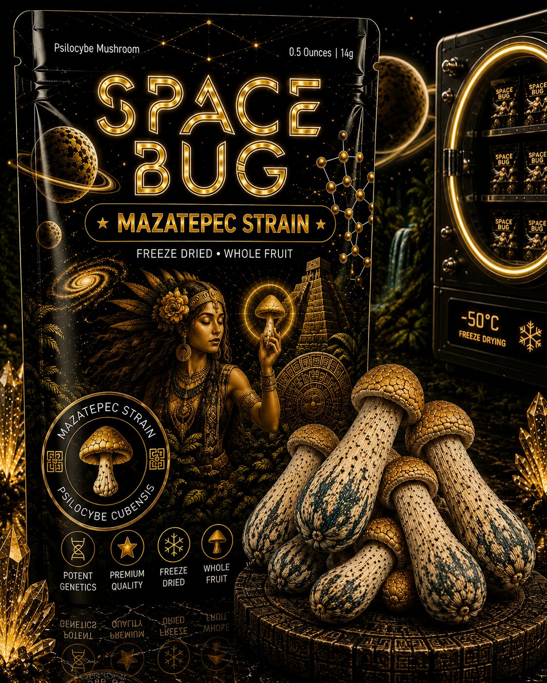 Freeze dried Mazatepec mushroom