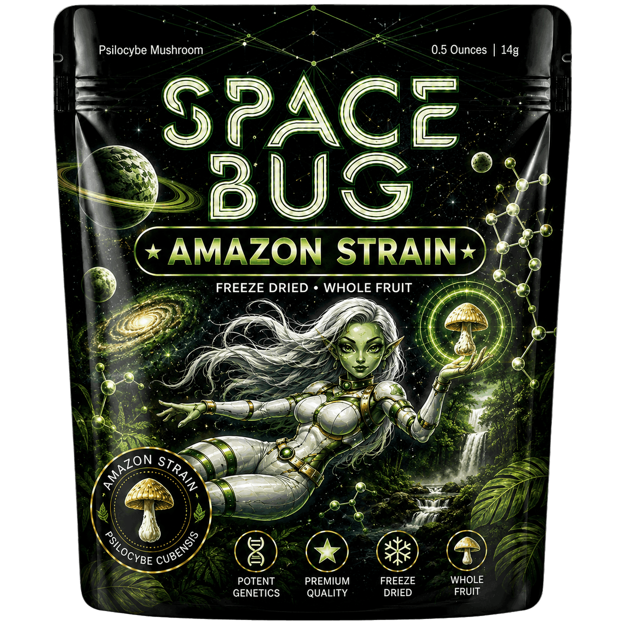 Freeze dried Amazon strain mushrooms whole fruit