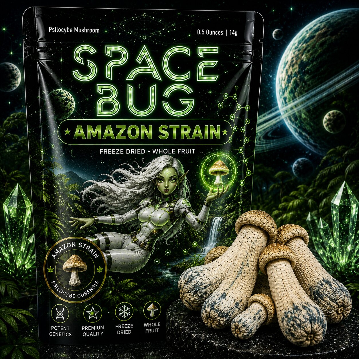 Close-up of freeze dried Amazonian mushrooms