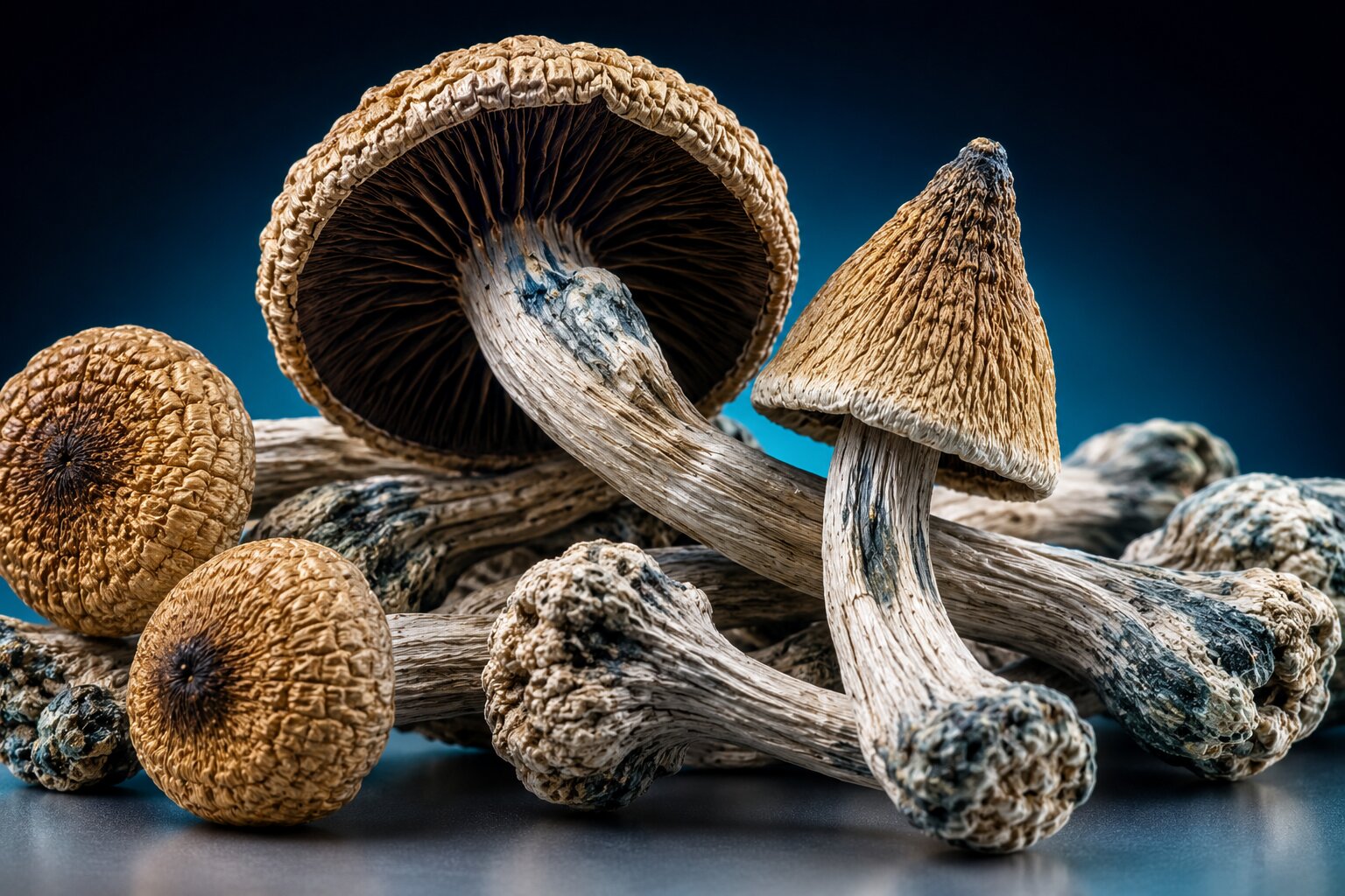 Hillbilly mushroom with golden-brown cap and pale stem