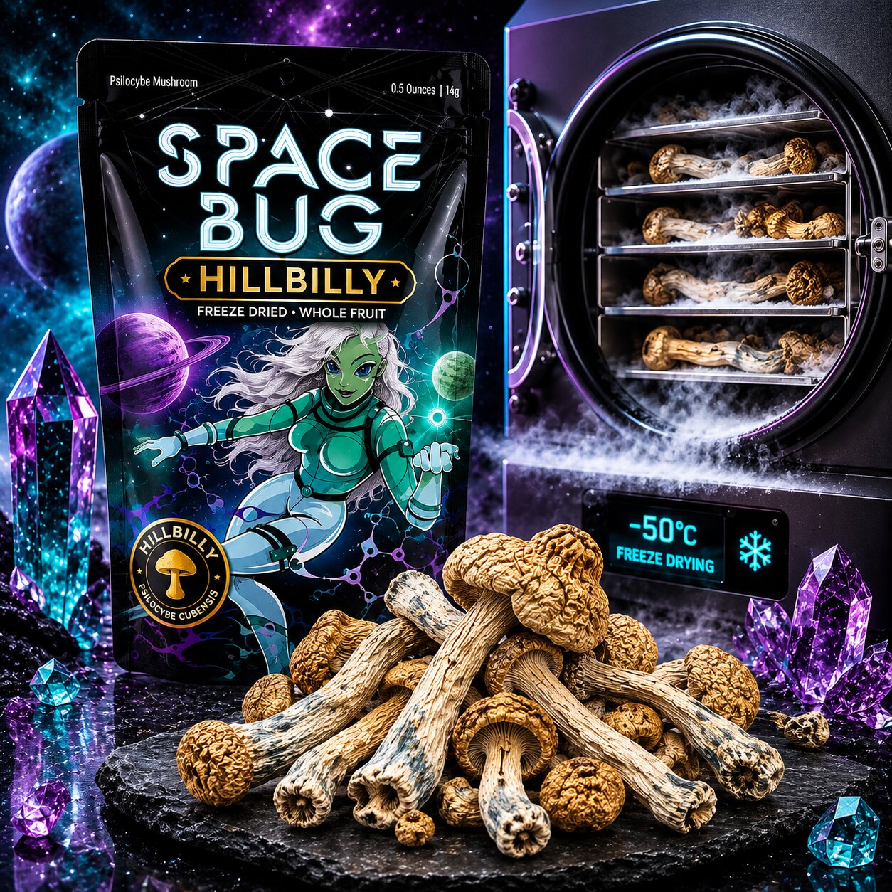 Freeze-dried Hillbilly whole mushrooms