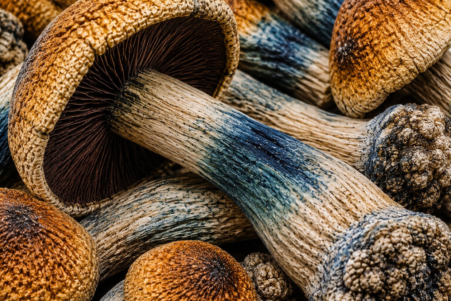 Malabar mushrooms with broad golden caps and substantial stems