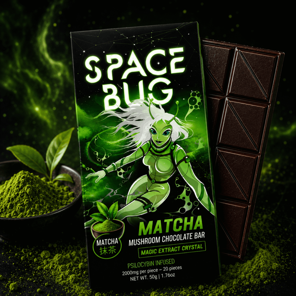 matcha mushroom chocolate bar