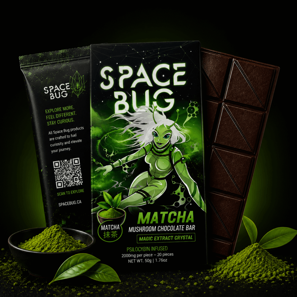 matcha mushroom chocolate bar