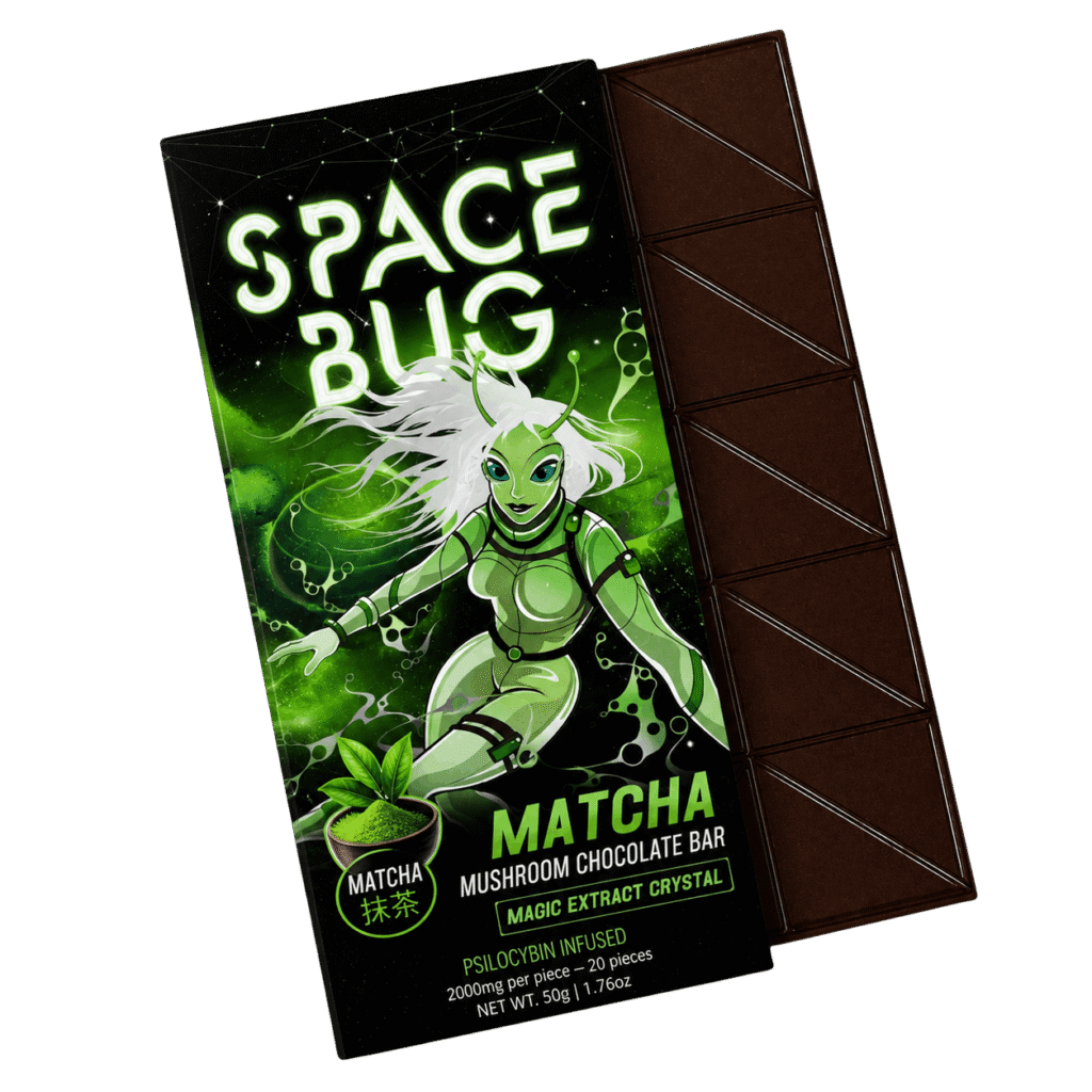 matcha mushroom chocolate bar