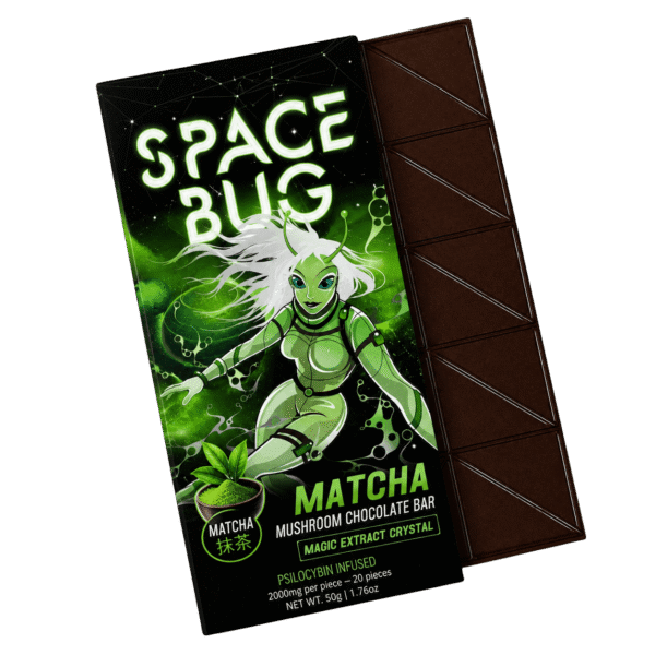 matcha mushroom chocolate bar