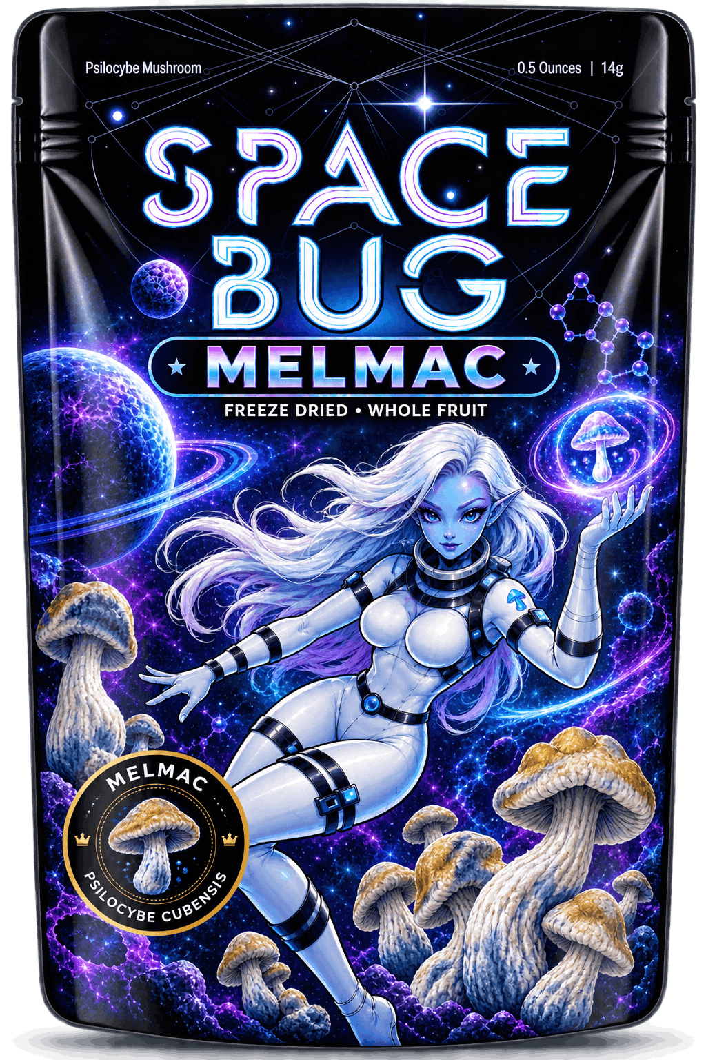 Close-up of freeze-dried Melmac mushroom