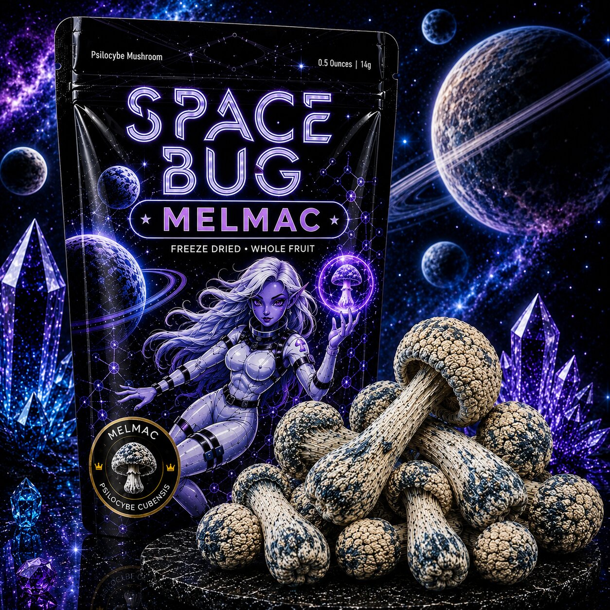 Freeze-dried Melmac mushroom whole fruit
