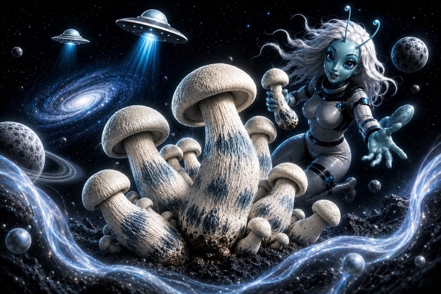 Thick stem structure of a dried Penis Envy mushroom