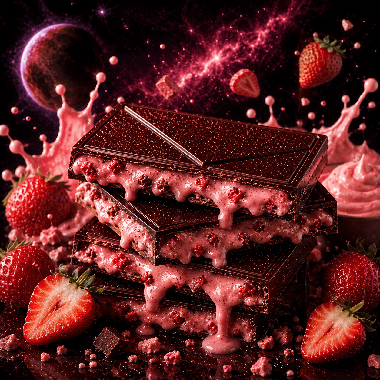 Strawberry Cream chocolate bar with Space Bug packaging