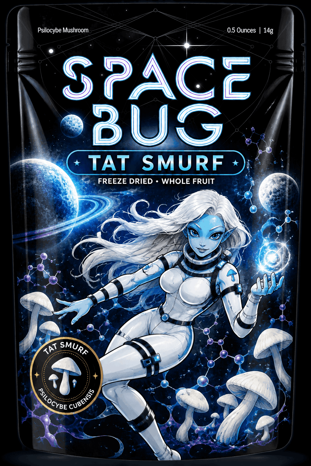 Freeze-dried Smurf mushrooms and freeze drying process