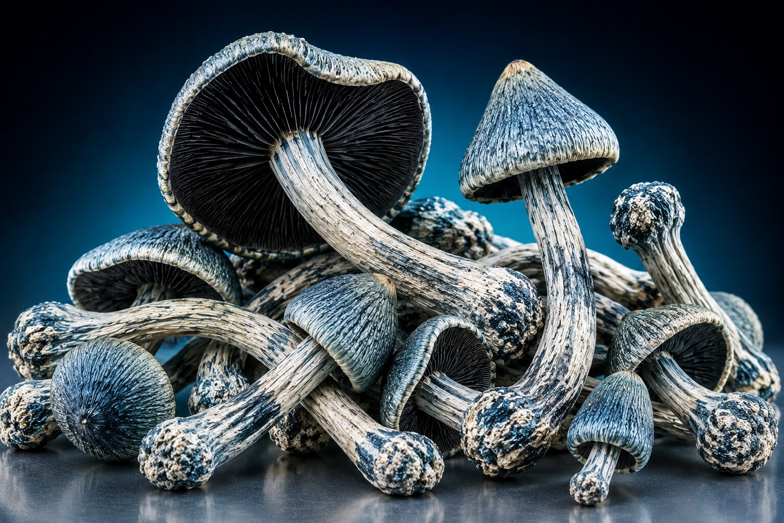 Pale traditionally dried TAT Smurf mushroom